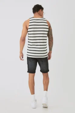 Textured Striped Vest | UK^boohooMAN Outlet