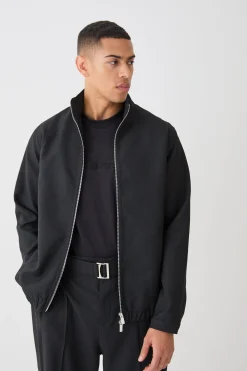 boohooMAN Textured Zip Up Smart Jacket | UK| Suits & Tailoring|Coats & Jackets