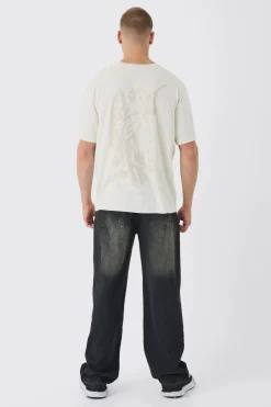 Tonal Renaissance Back Print Washed T-Shirt | UK^boohooMAN