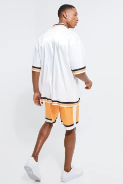 boohooMAN Toosii Boxy Oversized Satin Graphic Shirt And Shorts | UK| Sets & Co-Ords