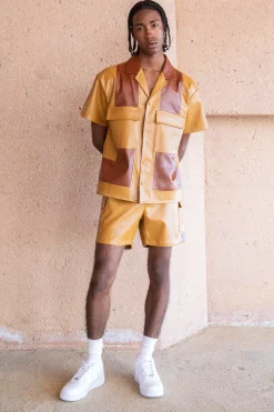 boohooMAN Toosii Short Sleeve Boxy Pu Shirt And Short Set | UK| Sets & Co-Ords