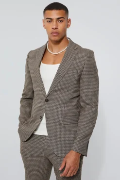 boohooMAN Toosii Skinny Single Breasted Dogstooth Suit Jacket | UK| Suits & Tailoring