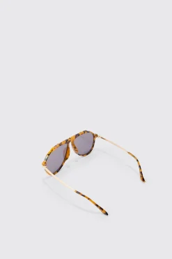 boohooMAN Tortoise Metal Frame Aviator Sunglasses In | UK| Sunglasses