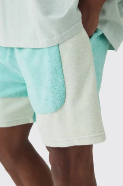 boohooMAN Towelling Colour Block Short | UK| Shorts