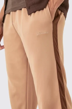 boohooMAN Tricot Homme Embroidered Tape Relaxed Joggers | UK| Joggers