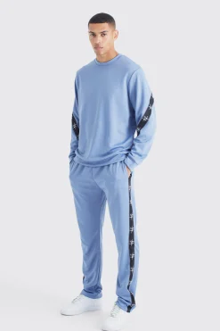 boohooMAN Tricot Tape Side Sweatshirt Tracksuit | UK| Tracksuits