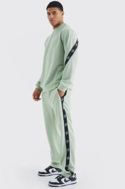 boohooMAN Tricot Tape Side Sweatshirt Tracksuit | UK| Tracksuits
