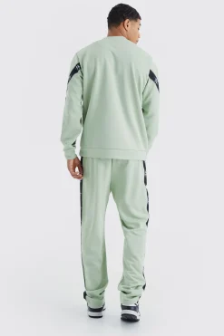 boohooMAN Tricot Tape Side Sweatshirt Tracksuit | UK| Tracksuits