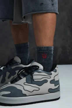 boohooMAN Trippie Redd Acid Wash Embroidered Socks | UK| Underwear & Socks|Underwear & Socks