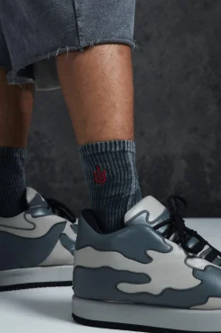 boohooMAN Trippie Redd Acid Wash Embroidered Socks | UK| Underwear & Socks|Underwear & Socks