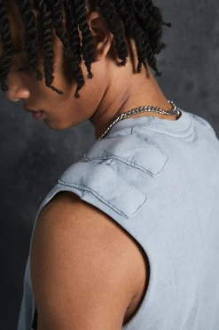 Trippie Redd Baby Fit Heavy Washed Padded Tank | UK^boohooMAN
