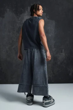 boohooMAN Trippie Redd Baggy Heavyweight Washed & Distressed Jort | UK| Shorts