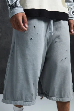boohooMAN Trippie Redd Baggy Heavyweight Washed & Distressed Jort | UK| Shorts