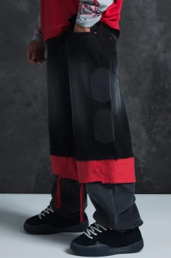 boohooMAN Trippie Redd Baggy Rigid Hybrid Layered Denim Jeans | UK| Trousers|Jeans