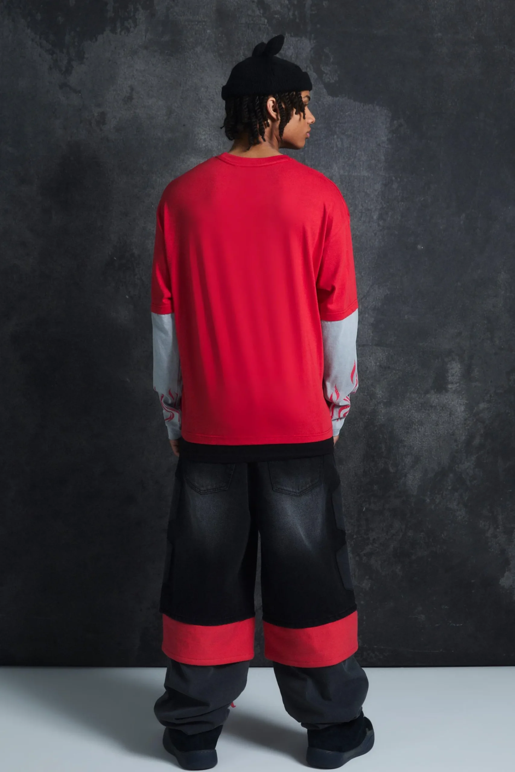 boohooMAN Trippie Redd Baggy Rigid Hybrid Layered Denim Jeans | UK| Trousers|Jeans