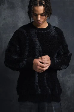 Trippie Redd Drop Stitch Textured Boxy Oversized Jumper | UK^boohooMAN Discount