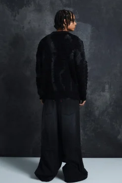Trippie Redd Drop Stitch Textured Boxy Oversized Jumper | UK^boohooMAN Discount