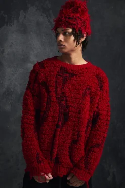 Trippie d Drop Stitch Textu Boxy Oversized Jumper | UK^boohooMAN Online
