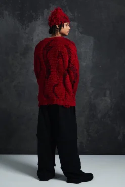 Trippie d Drop Stitch Textu Boxy Oversized Jumper | UK^boohooMAN Online