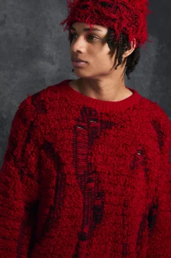 Trippie d Drop Stitch Textu Boxy Oversized Jumper | UK^boohooMAN Online