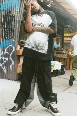 boohooMAN Trippie Redd Elasticated Waist Relaxed Technical Stretch Cargo Trousers | UK| Trousers|Cargos