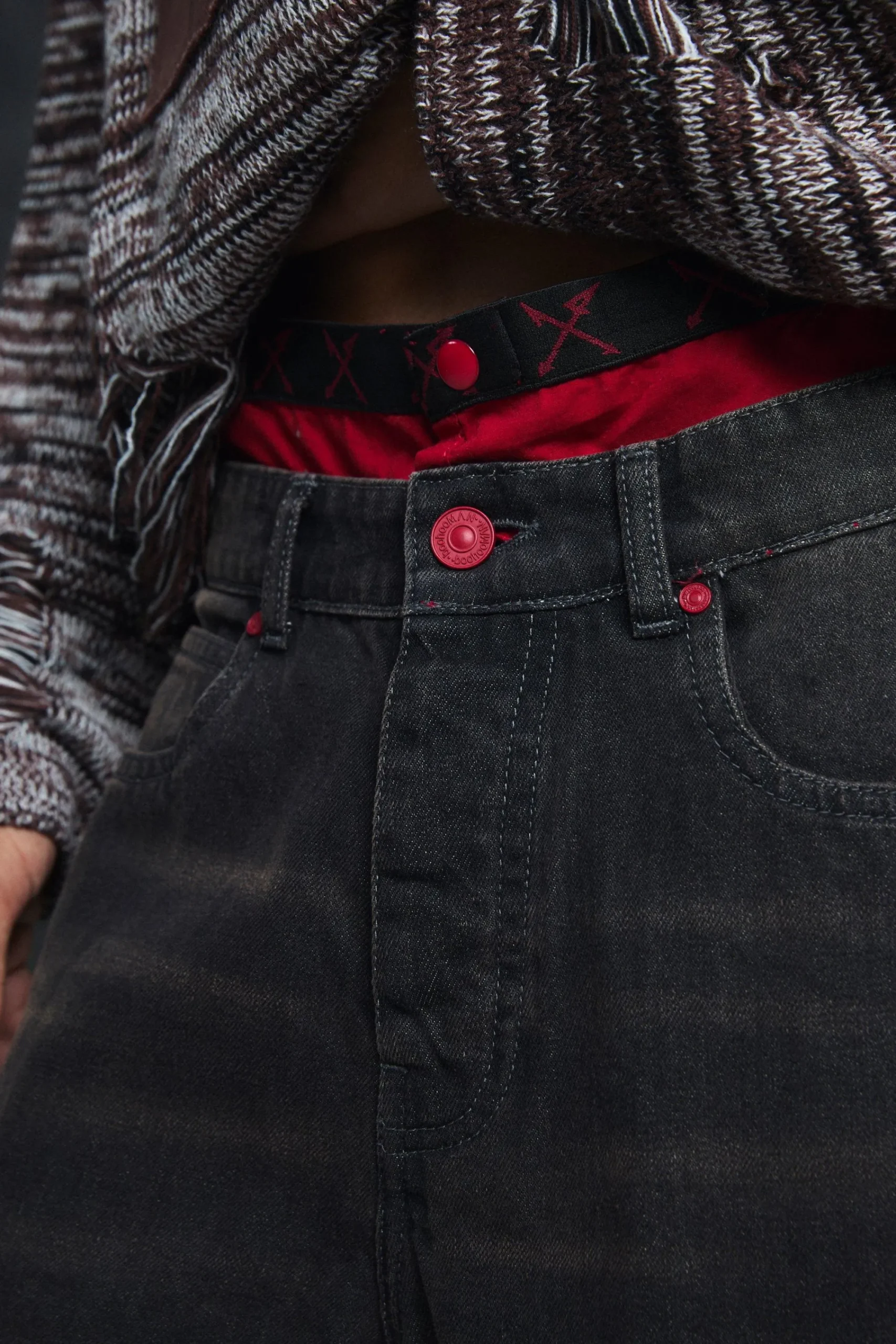 boohooMAN Trippie Redd Long Line Boxer Waistband Denim Jorts | UK| Shorts