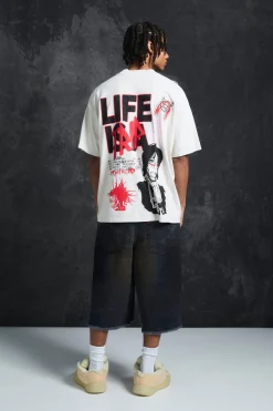 boohooMAN Trippie Redd Long Line Extreme Washed Denim Jorts | UK| Shorts