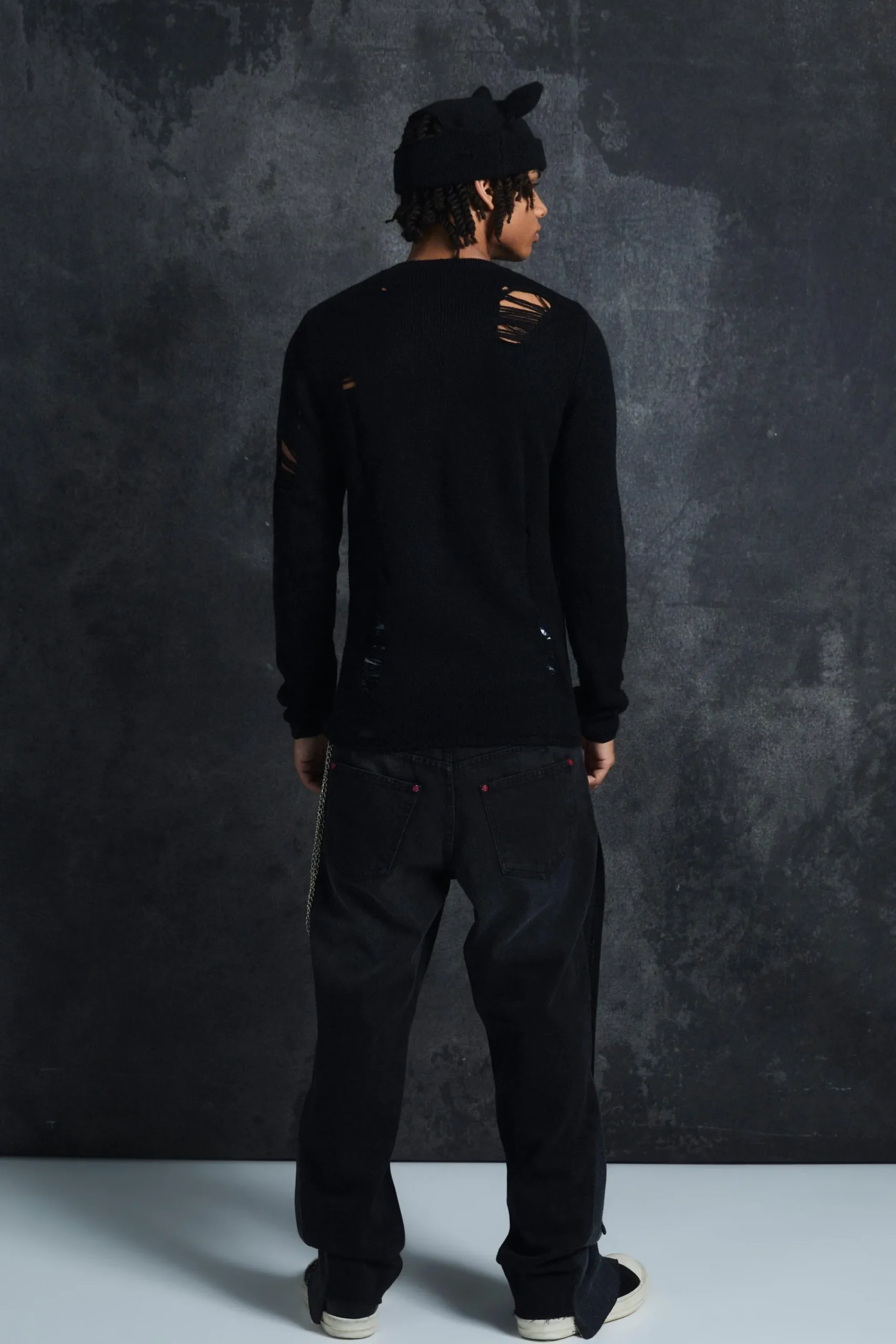 boohooMAN Trippie Redd Muscle Fit Distressed Jumper | UK| Knitwear