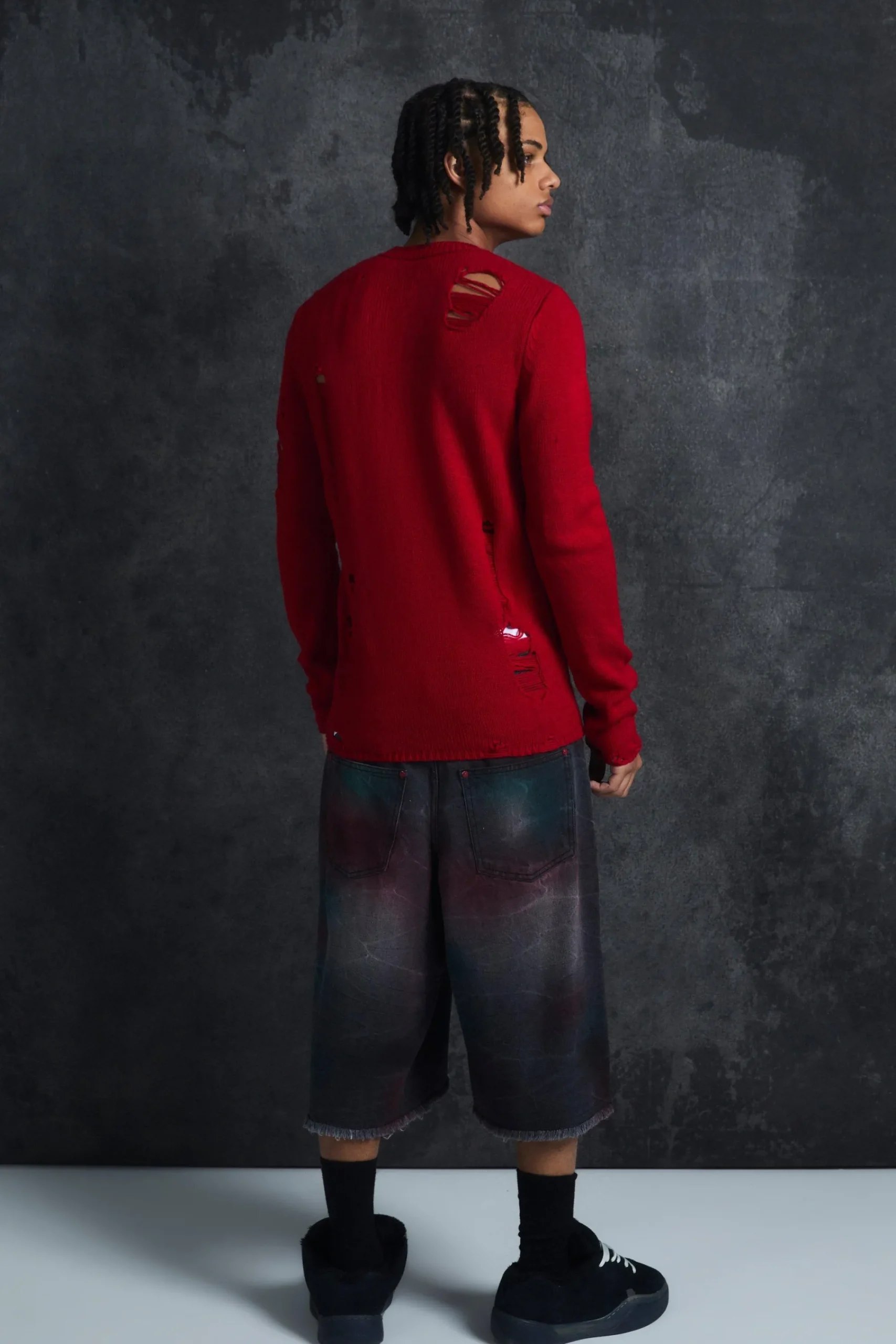 boohooMAN Trippie d Muscle Fit Distressed Jumper | UK| Knitwear