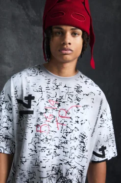 Trippie Redd Oversized Boxy Heavy Washed All Over Print T-shirt | UK^boohooMAN Clearance