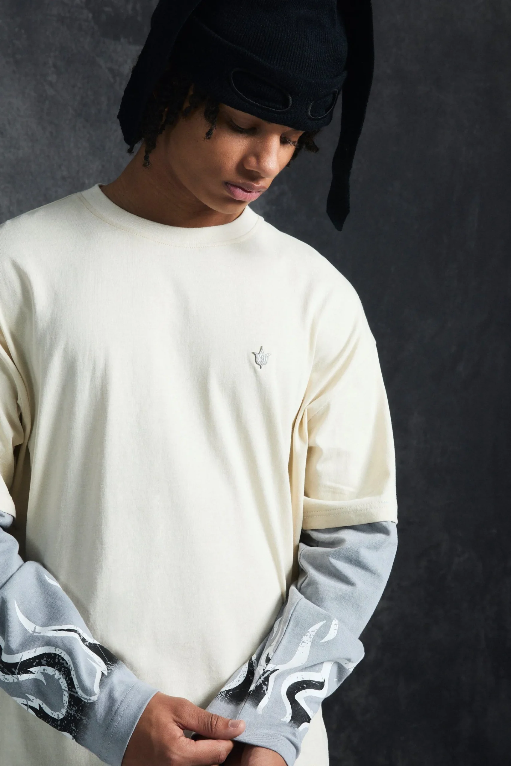 Trippie Redd Oversized Boxy Heavy Washed Faux Layer Flame Print T-shirt | UK^boohooMAN Hot