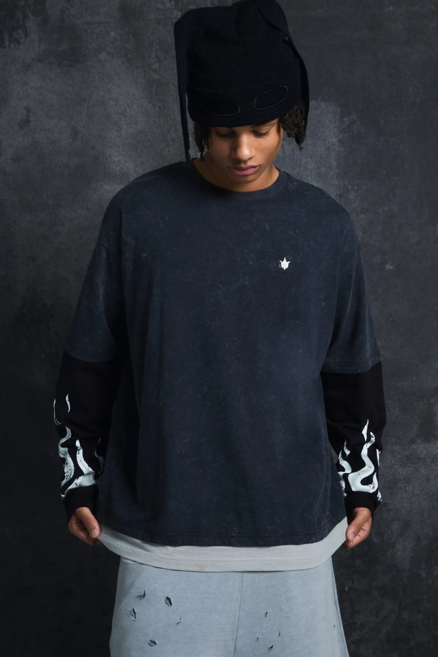 Trippie Redd Oversized Boxy Heavy Washed Faux Layer Flame Print T-shirt | UK^boohooMAN Hot