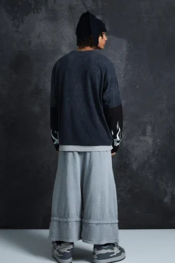 Trippie Redd Oversized Boxy Heavy Washed Faux Layer Flame Print T-shirt | UK^boohooMAN Hot