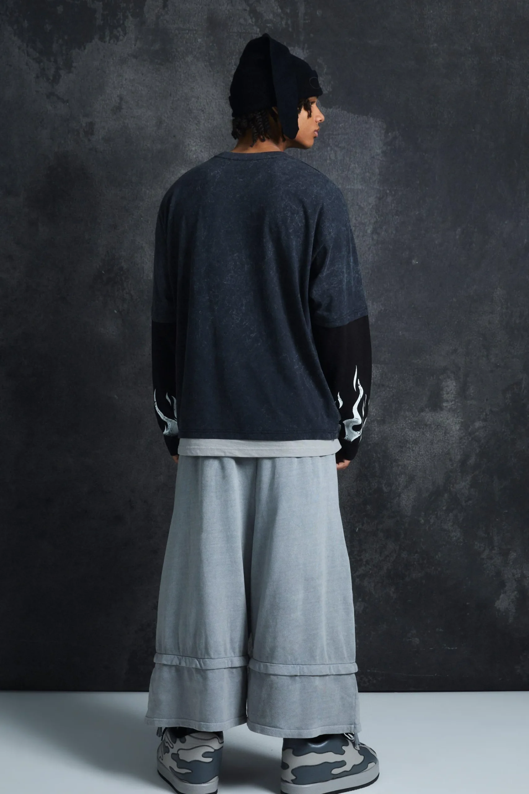 Trippie Redd Oversized Boxy Heavy Washed Faux Layer Flame Print T-shirt | UK^boohooMAN Hot