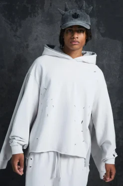 boohooMAN Trippie Redd Oversized Boxy Heavy, Washed & Distressed Hoodie | UK| Hoodies & Sweatshirts