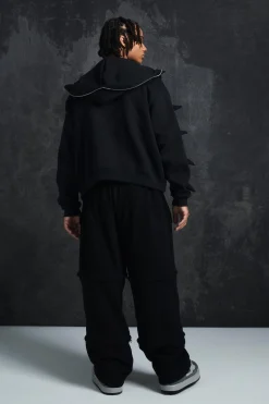 boohooMAN Trippie Redd Oversized Boxy Spike Full Zip Through Hoodie | UK| Hoodies & Sweatshirts