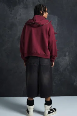 boohooMAN Trippie Redd Oversized Boxy Spike Full Zip Through Hoodie | UK| Hoodies & Sweatshirts