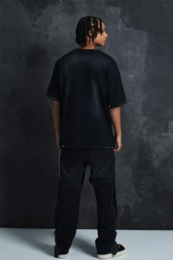 Trippie Redd Oversized Boxy Washed Heavy Weight Ring Detail T-Shirt | UK^boohooMAN Sale
