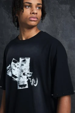 Trippie Redd Oversized Boxy Washed Heavy Weight Ring Detail T-Shirt | UK^boohooMAN Sale