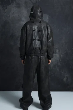 boohooMAN Trippie Redd Oversized Boxy PU Horn Detail Bomber Jacket In | UK| Coats & Jackets