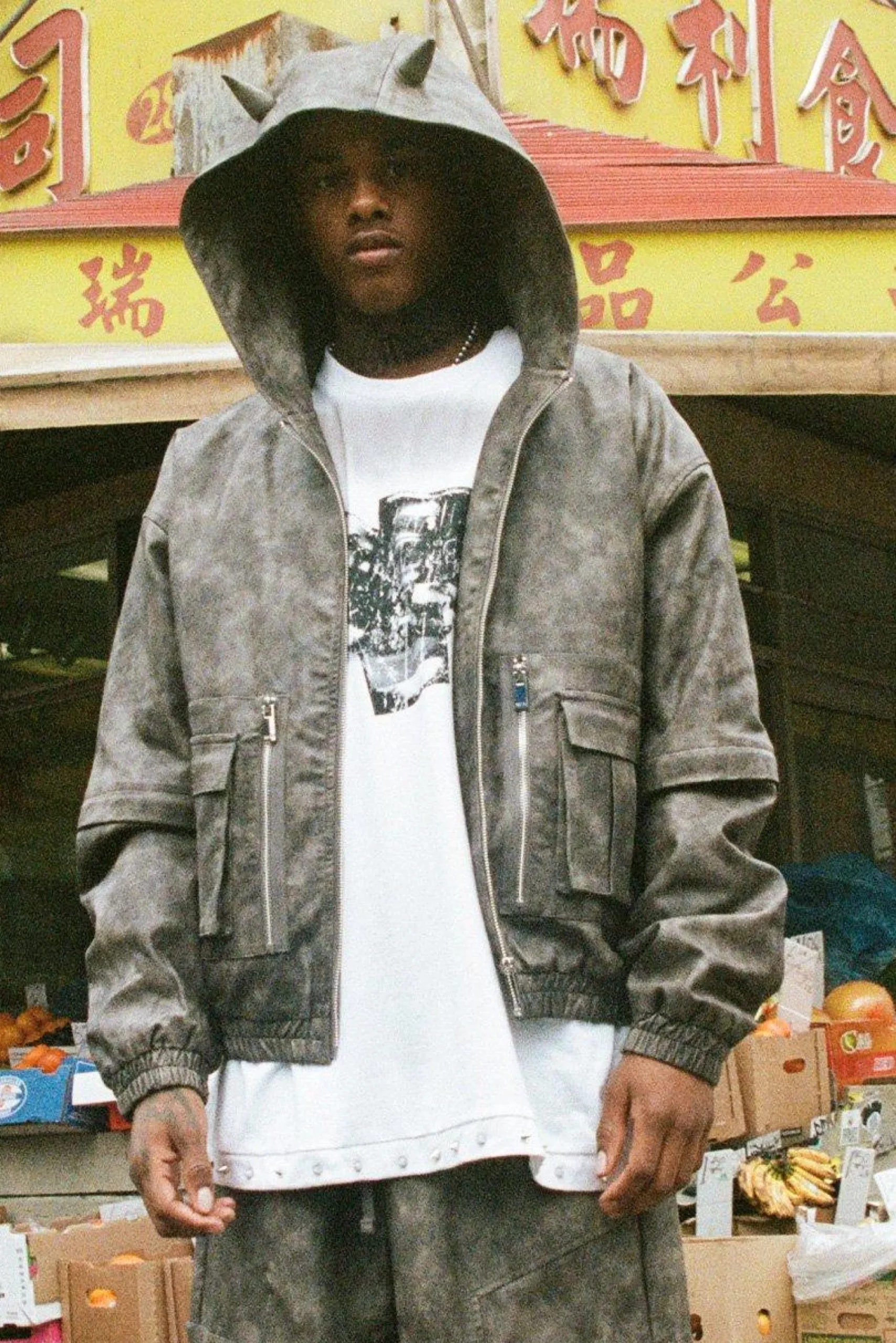 boohooMAN Trippie Redd Oversized Boxy Pu Horn Detail Bomber Jacket In | UK| Coats & Jackets