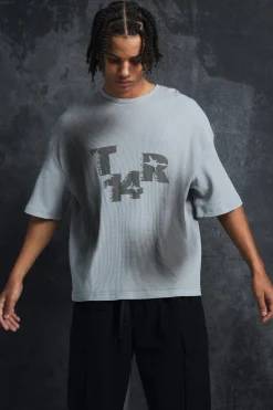Trippie Redd Oversized Boxy Washed Waffle 14 Print T-shirt | UK^boohooMAN Best