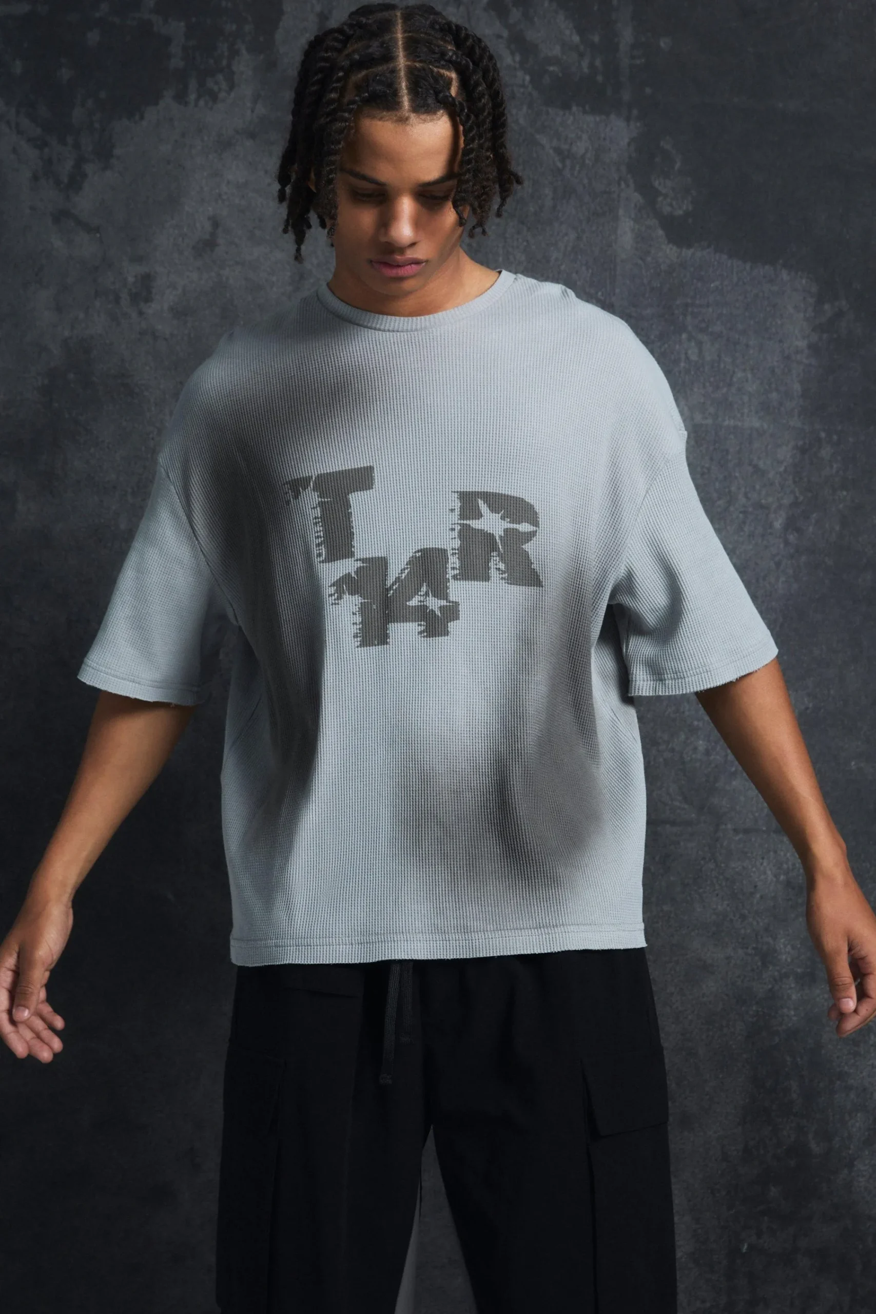 Trippie Redd Oversized Boxy Washed Waffle 14 Print T-shirt | UK^boohooMAN Best