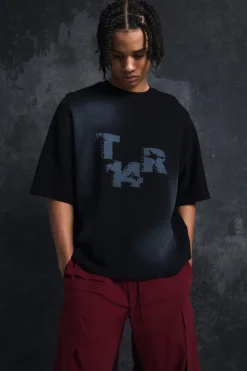 Trippie Redd Oversized Boxy Washed Waffle 14 Print T-shirt | UK^boohooMAN Best