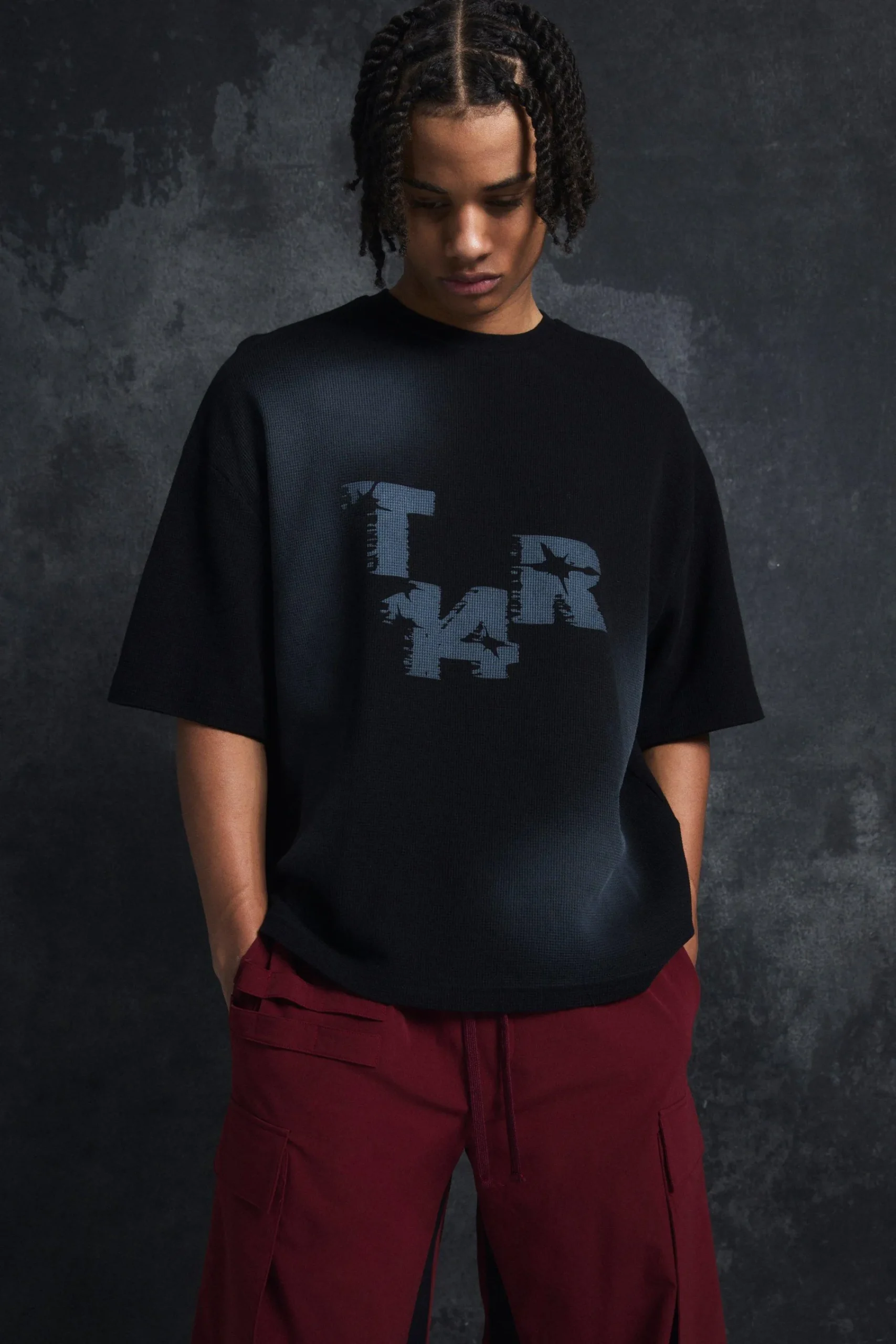 Trippie Redd Oversized Boxy Washed Waffle 14 Print T-shirt | UK^boohooMAN Best