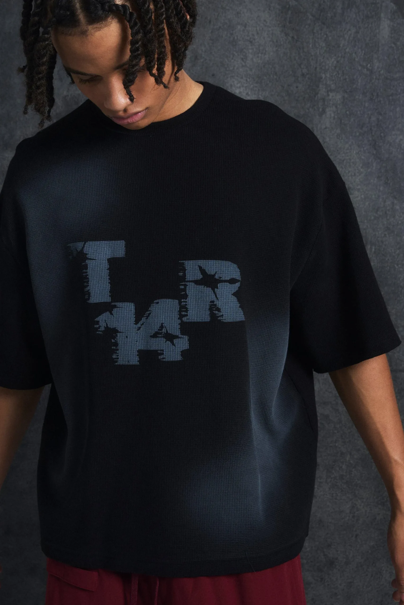 Trippie Redd Oversized Boxy Washed Waffle 14 Print T-shirt | UK^boohooMAN Best