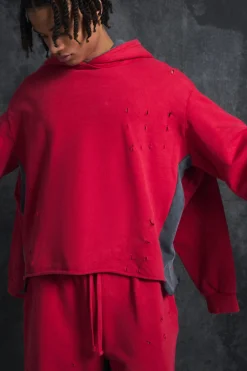 boohooMAN Trippie d Oversized Boxy Heavy Washed & Distressed Hoodie | UK| Hoodies & Sweatshirts