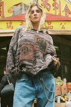 boohooMAN Trippie Redd Oversized Boxy Laddered Graphic Knitted Jumper | UK| Knitwear