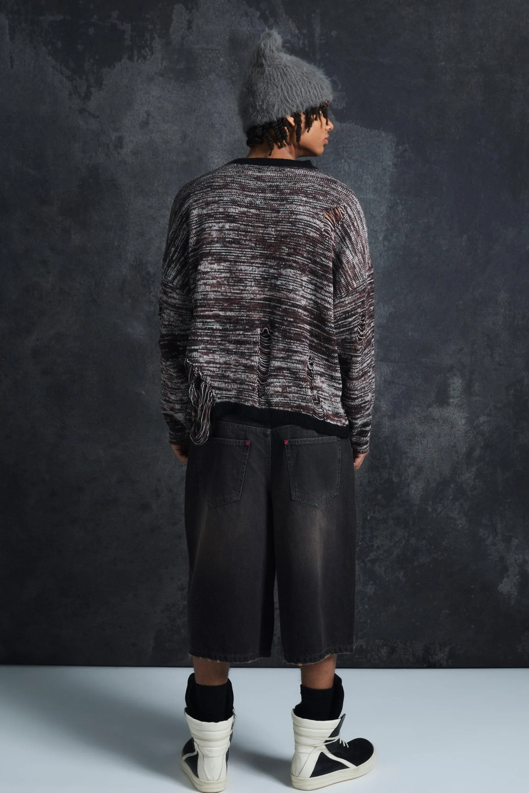 boohooMAN Trippie Redd Oversized Boxy Laddered Graphic Knitted Jumper | UK| Knitwear