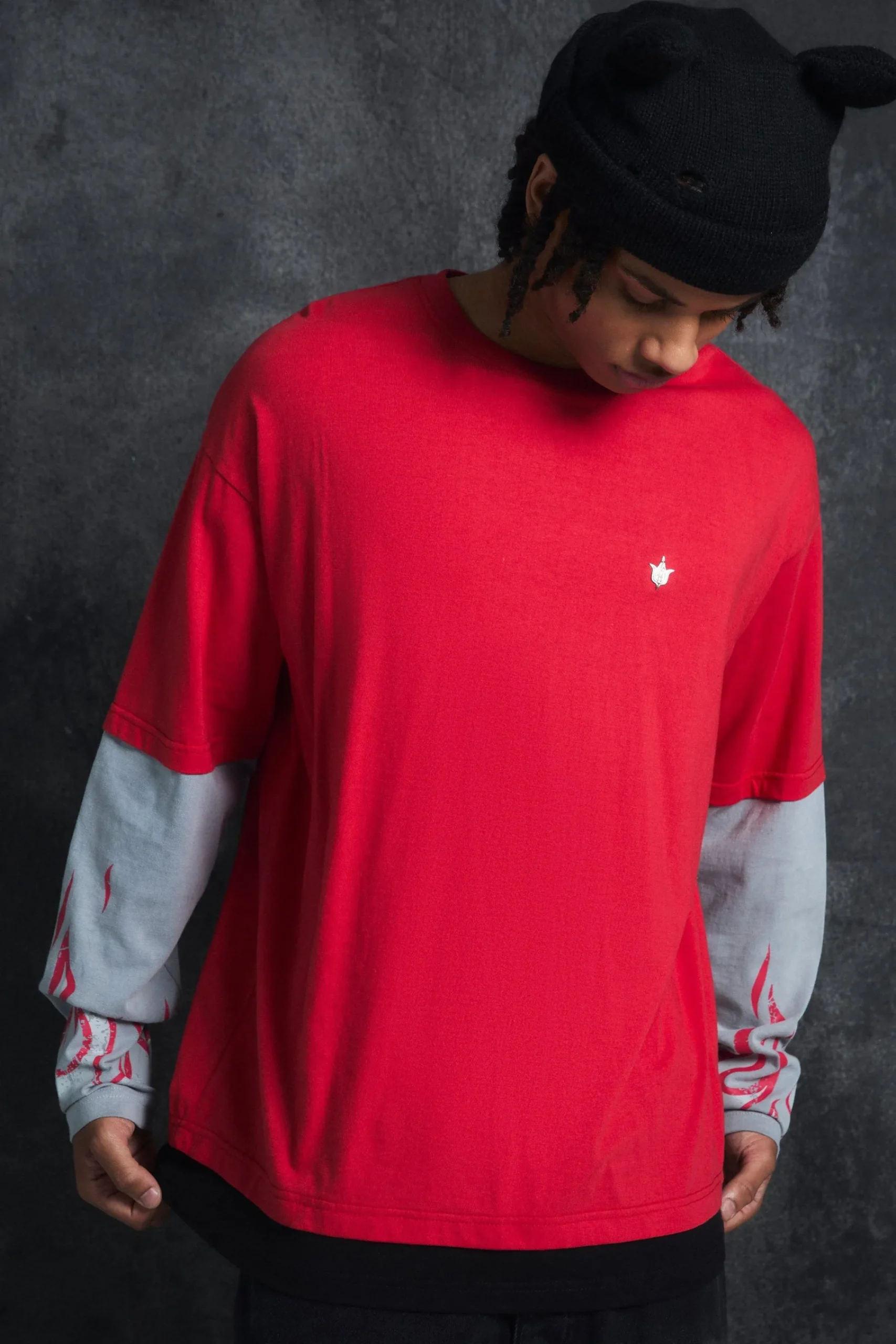 Trippie d Oversized Boxy Heavy Washed Faux Layer Flame Print T-shirt | UK^boohooMAN Best